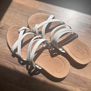 b.o.c. White and Tan Strappy Sandals
